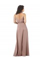 Rose poussiéreux Trapèze Col V Satiné Soyeux Longue Formelles Robes demoiselle d'honneur / Robes de soirée à Vendre