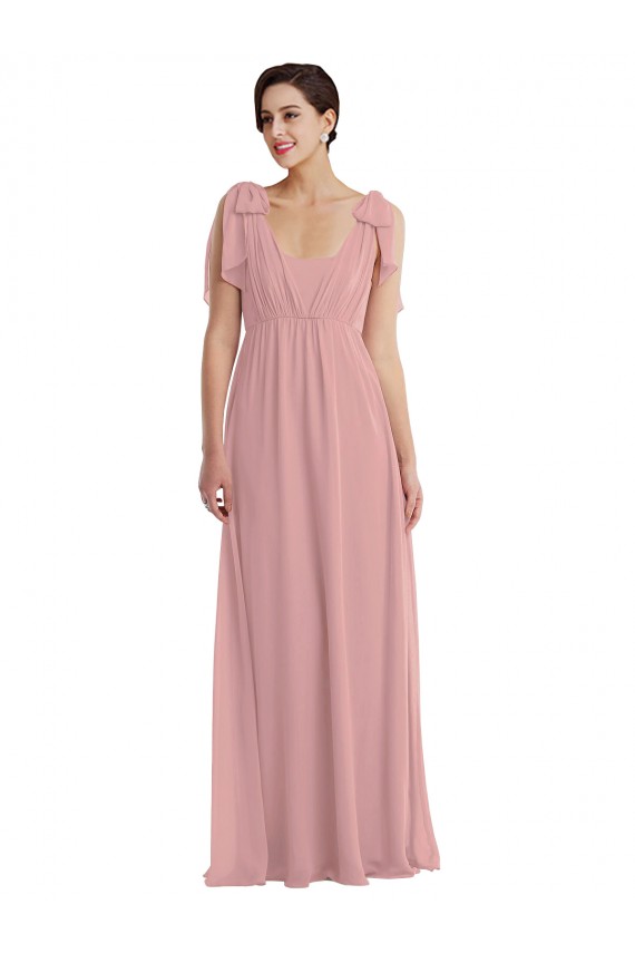 Rose poussiéreux Trapèze Licou Mousseline Longue Robes demoiselle d'honneur à Vendre