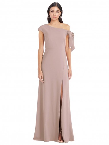 Rose poussiéreux Trapèze Épaule Dénudée Crêpe Stretch Longue Formelles Robes demoiselle d'honneur / Robes de soirée / Robes de bal à Vendre
