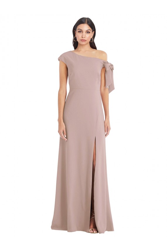 Rose poussiéreux Trapèze Épaule Dénudée Crêpe Stretch Longue Formelles Robes demoiselle d'honneur / Robes de soirée / Robes de bal à Vendre