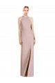Rose poussiéreux Trompette Licou Crêpe Stretch Longue Robes demoiselle d'honneur à Vendre