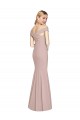Rose poussiéreux Trompette Épaule Dénudée Crêpe Stretch Longue Robes demoiselle d'honneur / Robes de bal à Vendre