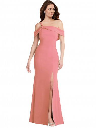 Rose vif Trompette Crêpe Stretch Longue Robes demoiselle d'honneur / Robes de bal à Vendre