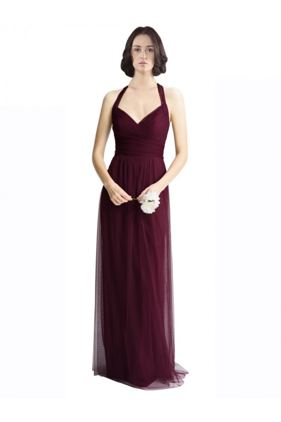 Rouge 74 Trapèze Licou Col V Tulle Longue Robes demoiselle d'honneur à Vendre