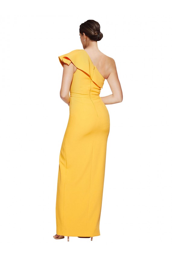 Safran Fourreau Crêpe Stretch Longue Formelles Robes demoiselle d'honneur / Robes de soirée / Robes de bal à Vendre
