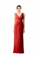 Rouge Fourreau Col V Mousseline Longue Robes demoiselle d'honneur à Vendre