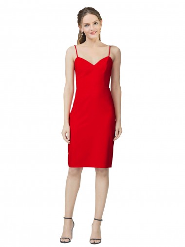 Rouge Fourreau Crêpe Stretch Courte Robes demoiselle d'honneur / Robes de soirée / Robes de cocktail à Vendre
