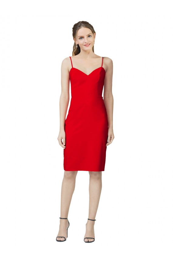 Rouge Fourreau Crêpe Stretch Courte Robes demoiselle d'honneur / Robes de soirée / Robes de cocktail à Vendre