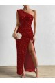 Rouge Fourreau Paillettes Velours Longue Robes de bal à Vendre