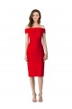 Rouge Fourreau Épaule Dénudée Crêpe Stretch Courte Robes demoiselle d'honneur / Robes de soirée / Robes de cocktail à Vendre