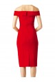 Rouge Fourreau Épaule Dénudée Crêpe Stretch Courte Robes demoiselle d'honneur / Robes de soirée / Robes de cocktail à Vendre