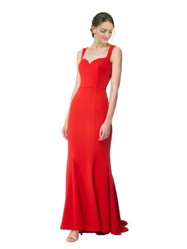 Rouge Sirène Col Haut Crêpe Stretch Longue Formelles Robes demoiselle d'honneur / Robes de soirée / Robes de bal à Vendre