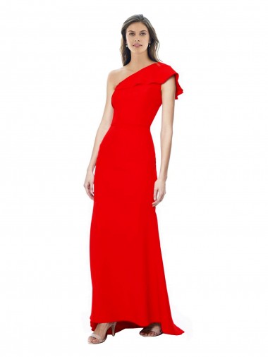 Rouge Sirène Col Haut Crêpe Stretch Longue Formelles Robes demoiselle d'honneur / Robes de soirée / Robes de bal à Vendre