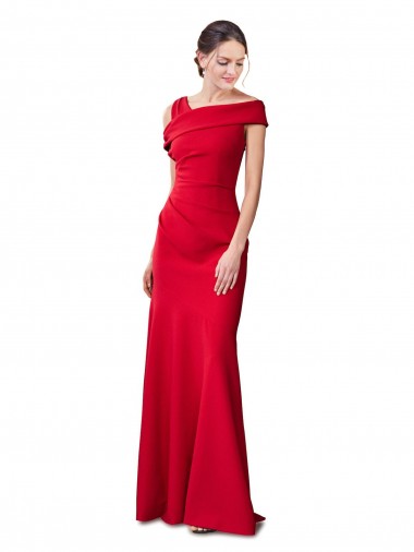 Rouge Sirène Crêpe Stretch Longue Formelles Robes demoiselle d'honneur / Robes de soirée / Robes de bal à Vendre