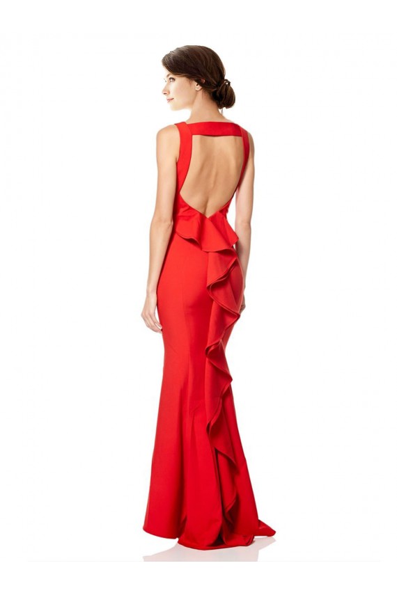 Rouge Sirène Licou Col Haut Crêpe Stretch Longue Formelles Robes demoiselle d'honneur / Robes de soirée / Robes de bal à Vendre
