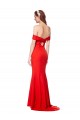 Rouge Sirène Épaule Dénudée Crêpe Stretch Longue Formelles Robes demoiselle d'honneur / Robes de soirée / Robes de bal à Vendre