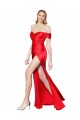 Rouge Sirène Épaule Dénudée Satiné Stretch Longue Formelles Robes demoiselle d'honneur / Robes de soirée / Robes de bal à Vendre