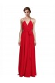 Rouge Trapèze Bretelles spaghetti Col V Mousseline Longue Robes demoiselle d'honneur à Vendre