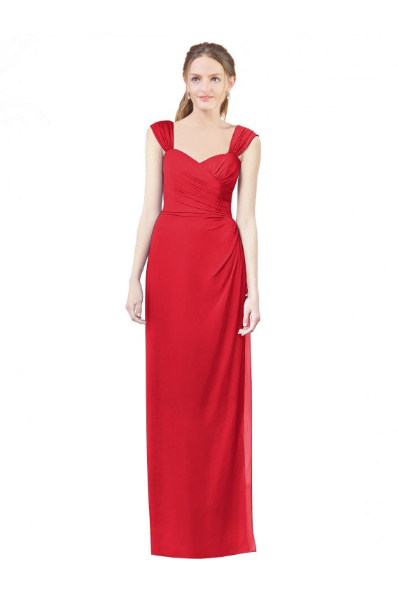 Rouge Trapèze Mousseline Longue Robes demoiselle d'honneur à Vendre