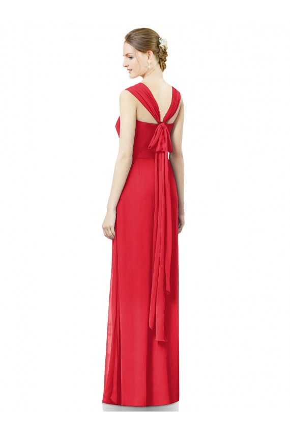 Rouge Trapèze Mousseline Longue Robes demoiselle d'honneur à Vendre