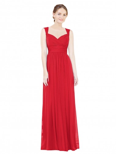 Rouge Trapèze Mousseline Longue Robes demoiselle d'honneur à Vendre