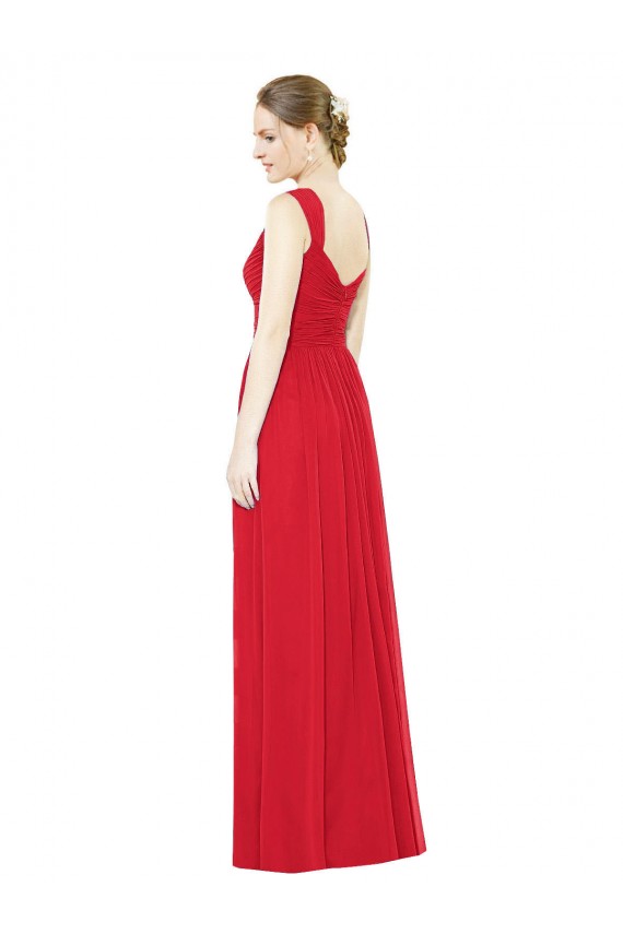 Rouge Trapèze Mousseline Longue Robes demoiselle d'honneur à Vendre