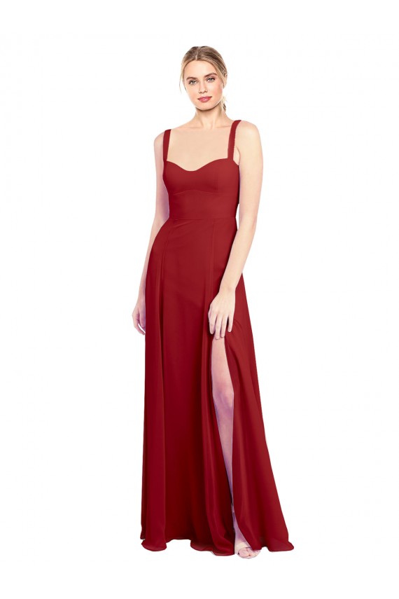 Rouge Trapèze Mousseline Longue Robes demoiselle d'honneur à Vendre