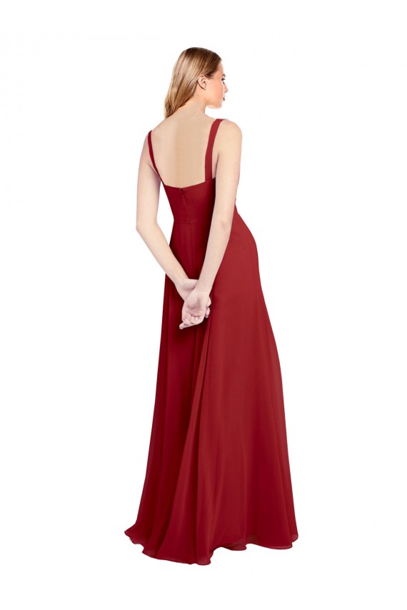 Rouge Trapèze Mousseline Longue Robes demoiselle d'honneur à Vendre