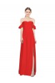 Rouge Trapèze Épaule Dénudée Crêpe Stretch Longue Formelles Robes demoiselle d'honneur / Robes de soirée / Robes de bal à Vendre