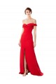 Rouge Trapèze Épaule Dénudée Crêpe Stretch Longue Formelles Robes demoiselle d'honneur / Robes de soirée / Robes de bal à Vendre