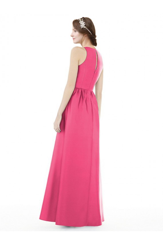 Rubis Trapèze Col bijou Satiné Longue Robes demoiselle d'honneur à Vendre