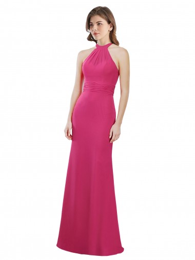 Rubis Trapèze Licou Mousseline Longue Robes demoiselle d'honneur à Vendre