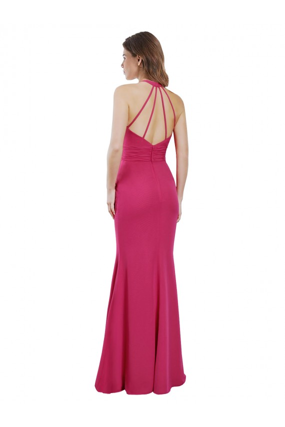 Rubis Trapèze Licou Mousseline Longue Robes demoiselle d'honneur à Vendre