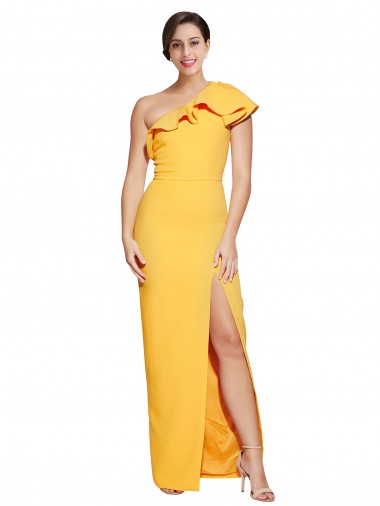 Safran Fourreau Crêpe Stretch Longue Formelles Robes demoiselle d'honneur / Robes de soirée / Robes de bal à Vendre