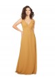 Safran Trapèze Col V Mousseline Longue Robes demoiselle d'honneur à Vendre