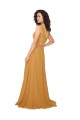 Safran Trapèze Col V Mousseline Longue Robes demoiselle d'honneur à Vendre