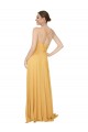 Safran Trapèze Col V Mousseline Longue Robes demoiselle d'honneur à Vendre