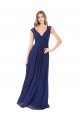 Saphir Trapèze Col V Mousseline Longue Robes demoiselle d'honneur à Vendre