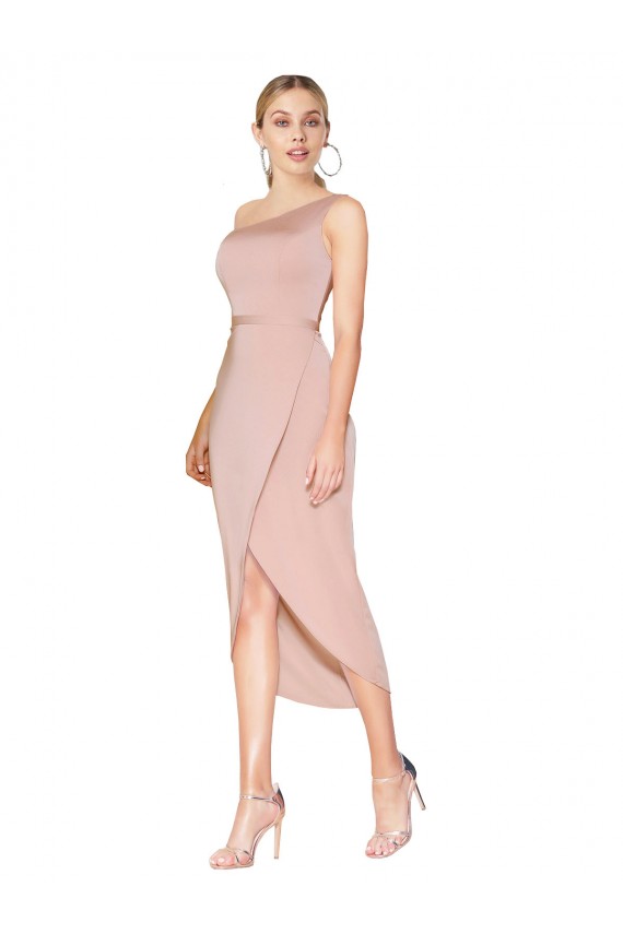 Sirène Col Haut Crêpe Stretch Courte Asymétrique Robes demoiselle d'honneur / Robes de soirée / Robes de cocktail à Vendre