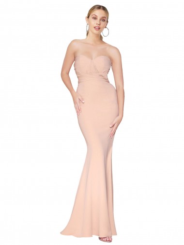 Sirène Col Haut Crêpe Stretch Longue Formelles Robes demoiselle d'honneur / Robes de soirée / Robes de bal à Vendre