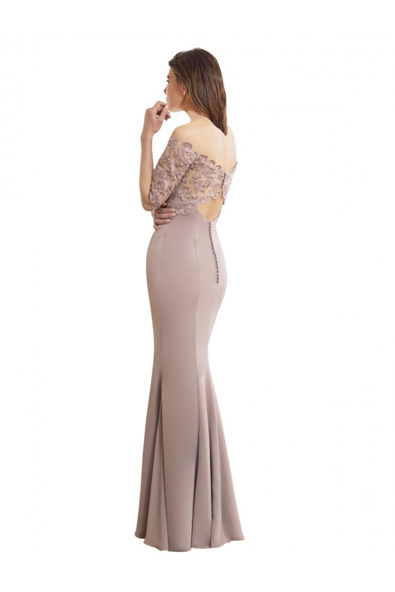 Sirène Col Haut Mousseline Dentelle Longue Robes demoiselle d'honneur à Vendre