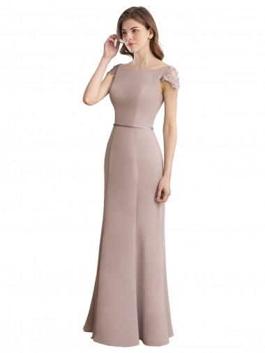 Sirène Scoop Col Haut Mousseline Dentelle Longue Robes demoiselle d'honneur à Vendre