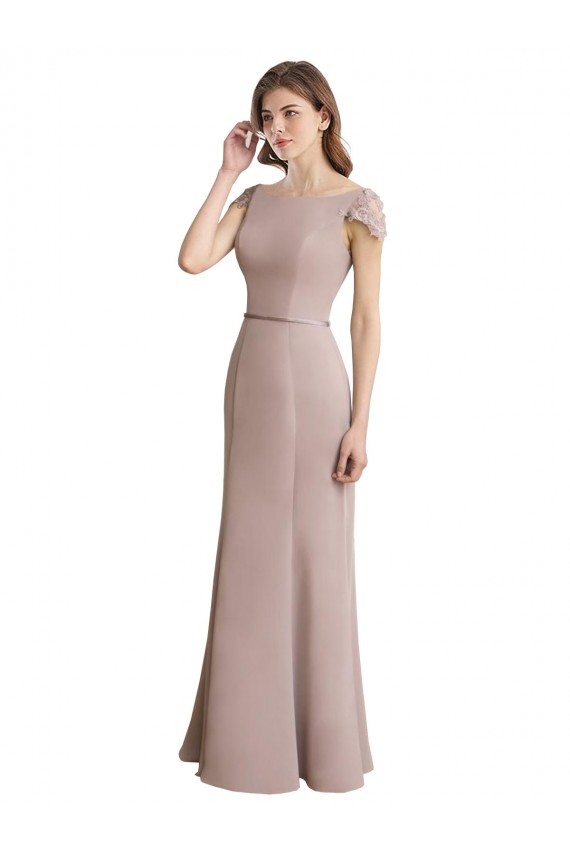 Sirène Scoop Col Haut Mousseline Dentelle Longue Robes demoiselle d'honneur à Vendre