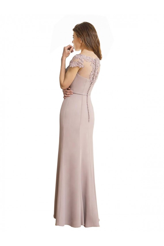 Sirène Scoop Col Haut Mousseline Dentelle Longue Robes demoiselle d'honneur à Vendre