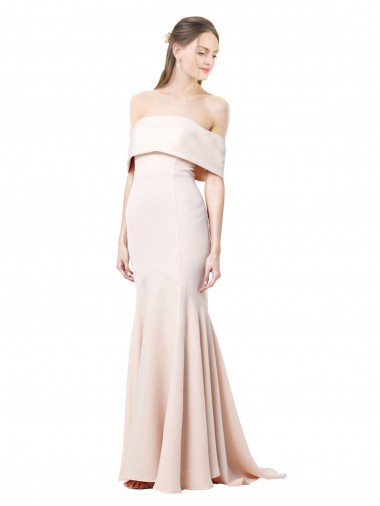 Sirène Épaule Dénudée Col Haut Crêpe Stretch Longue Formelles Robes demoiselle d'honneur / Robes de soirée / Robes de bal à Vendre