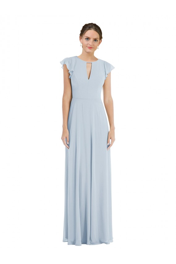 Trapèze Bateau Mousseline Longue Formelles Robes demoiselle d'honneur / Robes de soirée à Vendre