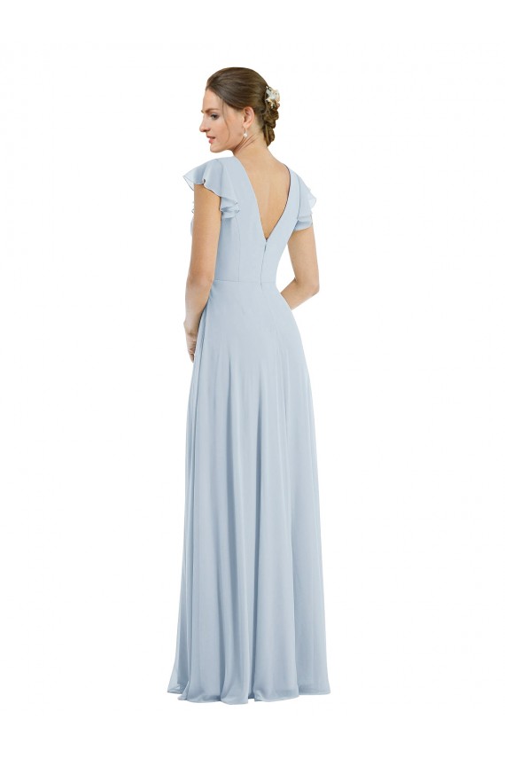 Trapèze Bateau Mousseline Longue Formelles Robes demoiselle d'honneur / Robes de soirée à Vendre