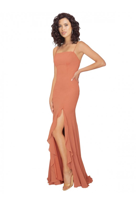 Trapèze Col Carré Mousseline Longue Robes demoiselle d'honneur à Vendre