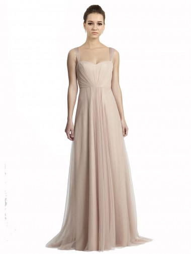 Trapèze Col Carré Tulle Longue Robes demoiselle d'honneur à Vendre