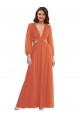Trapèze Col V Mousseline Longue Asymétrique Robes demoiselle d'honneur à Vendre